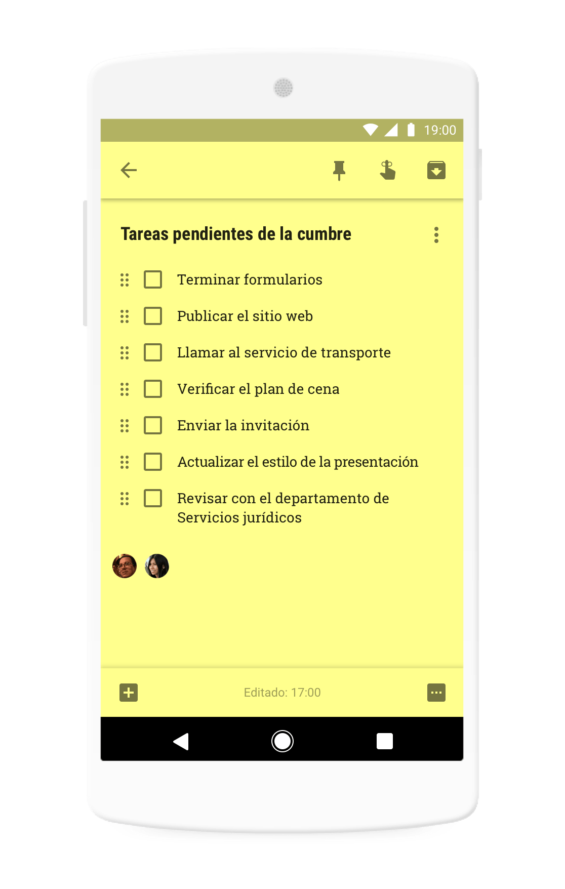 Google Keep en dispositivo móvil