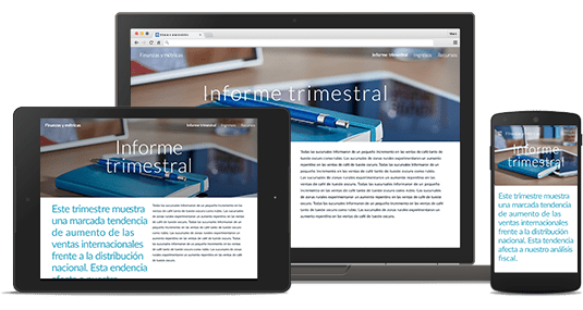 Ejemplo de Google Sites en PC, Tablet y Móvil