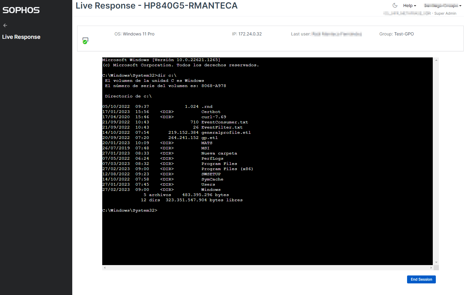 Sophos XDR Live Response